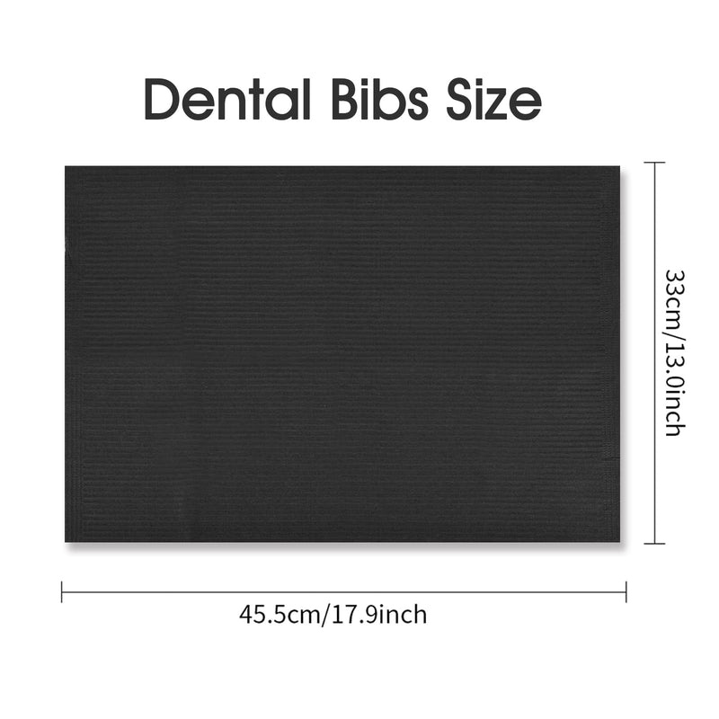 Pack of 35 Dental Bibs, Black, Disposable Dental Bibs, Waterproof Tattoo Bibs, 33 x 45 cm, Tattoo Covers, Multi-Purpose for Tattoo Accessories, Dental Treatment