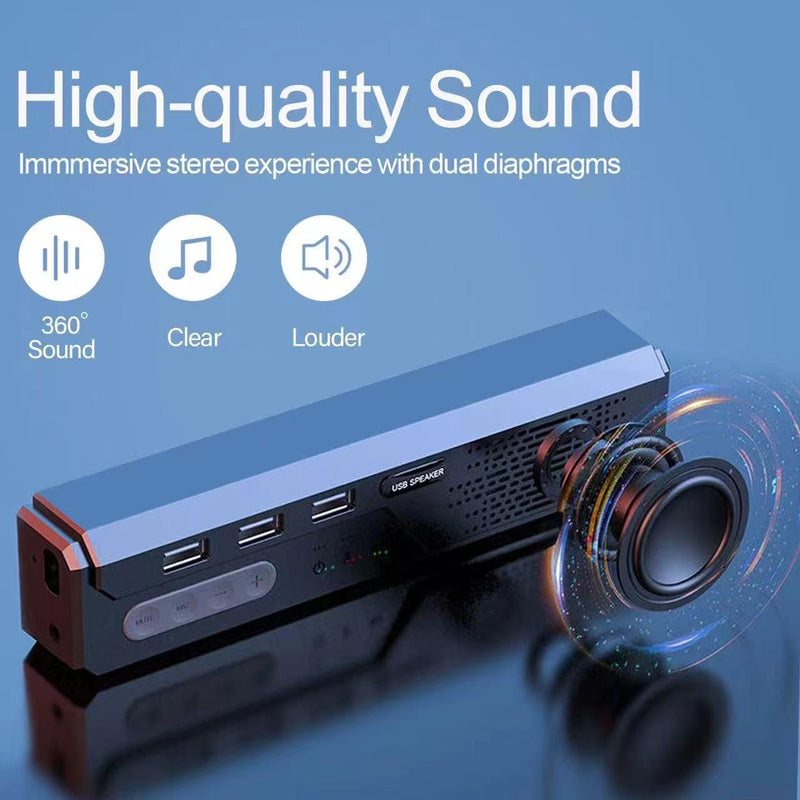 3 in 1 USB Computer Speaker with Microphone, PC Laptop Speaker with Mic for Smart Home Office and Online Study，360 Degree Enhanced Voice Pickup, Noise Reduction,Compatible with Zoom, Teams