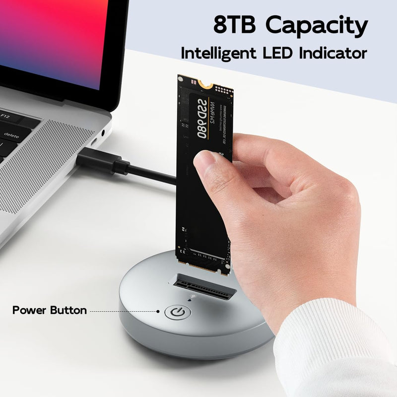 MAIWO M.2 NVMe SATA SSD to USB C Adapter, USB3.2 GEN2x1 10Gbps with UASP Trim, 8TB Capacity, Tool Free M.2 Drive Docking Station NVMe+SATA