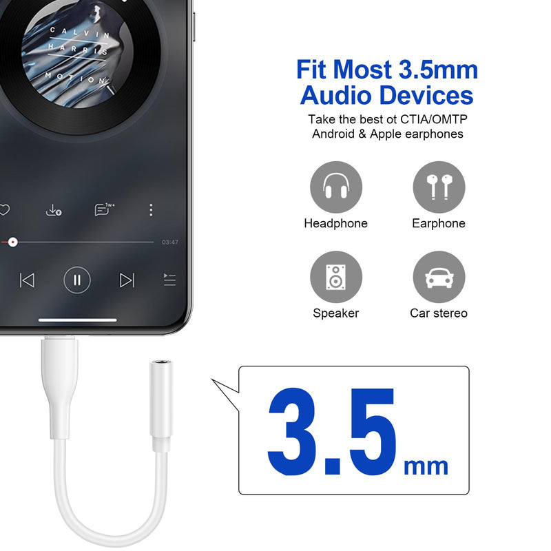 USB C to 3.5mm Audio Adapter Headphone Jack Adapter for Google Pixel 8A 8 Pro 7 6 7A 6A, Samsung Galaxy S24 Ultra S23 FE Plus S22 A15 A55 A35,iPhone 15, Type C Female Headphone Audio AUX Dongle Cable