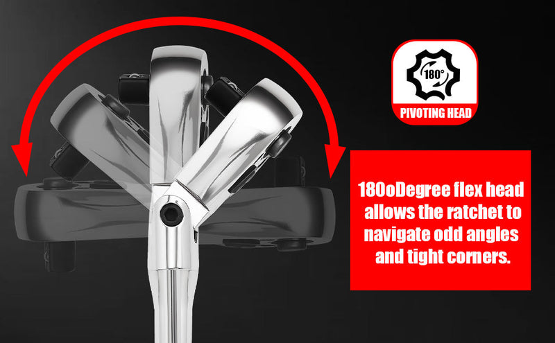 3-Piece Flex Head Ratchet Set，1/4 3/8 1/2 Inch Drive Swivel Head Ratchet Wrench，72-Tooth with Quick-Release Reversible Design, Chromium-Vanadium Steel Made, Fully Polished Silver 3pcs Flex Head Ratchet