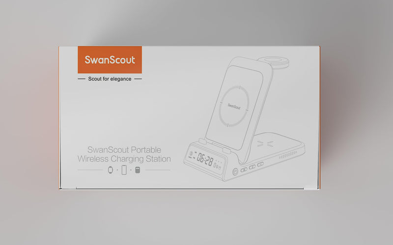 Charging Station for Samsung S24 Ultra, SwanScout 703S, Wireless Charger for Samsung S24+/S24/S23 Ultra/S23/S22/Note 20, Galaxy Watch 6/6 Classic/5/4, Galaxy Buds 2 Pro/Pro (for Travel)