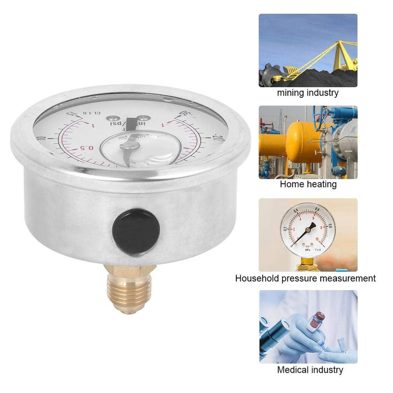 Dual Scale Pressure Gauge 1/4 BSP Back Mount Pressure Gauge Radial Oil Filled Vacuum Pressure Gauge