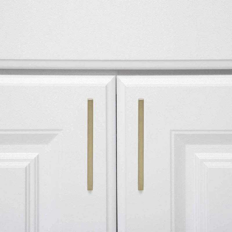 Amazon Basics Modern Square Cabinet Pulls, Kitchen Drawer Handles, 5.39-inch Length (5-inch Hole Center), Golden Champagne, 10-Pack 5.39 in (Length) (5 in Hole Center)
