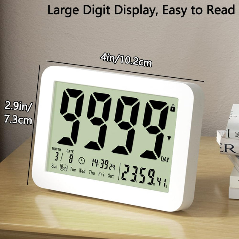 FCXJTU Digital Countdown Days Timer Clock- 9999 Days Count Down Days Timer with Stand Strong Magnetic Back for Retirement Wedding Vacation Christmas New Baby Classroom Lab Kitchen Cooking (9999Day) 9999Day Clock Timer