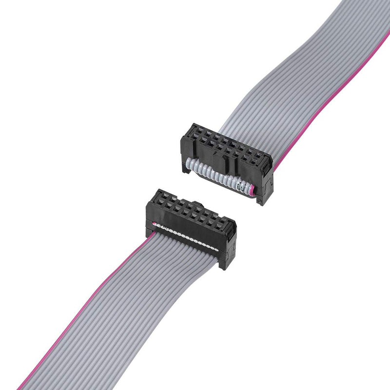 uxcell IDC Wire Flat Ribbon Cable FC/FC Connector A-Type 16Pins 2.54mm Pitch 50cm Length Gray 16 Pins