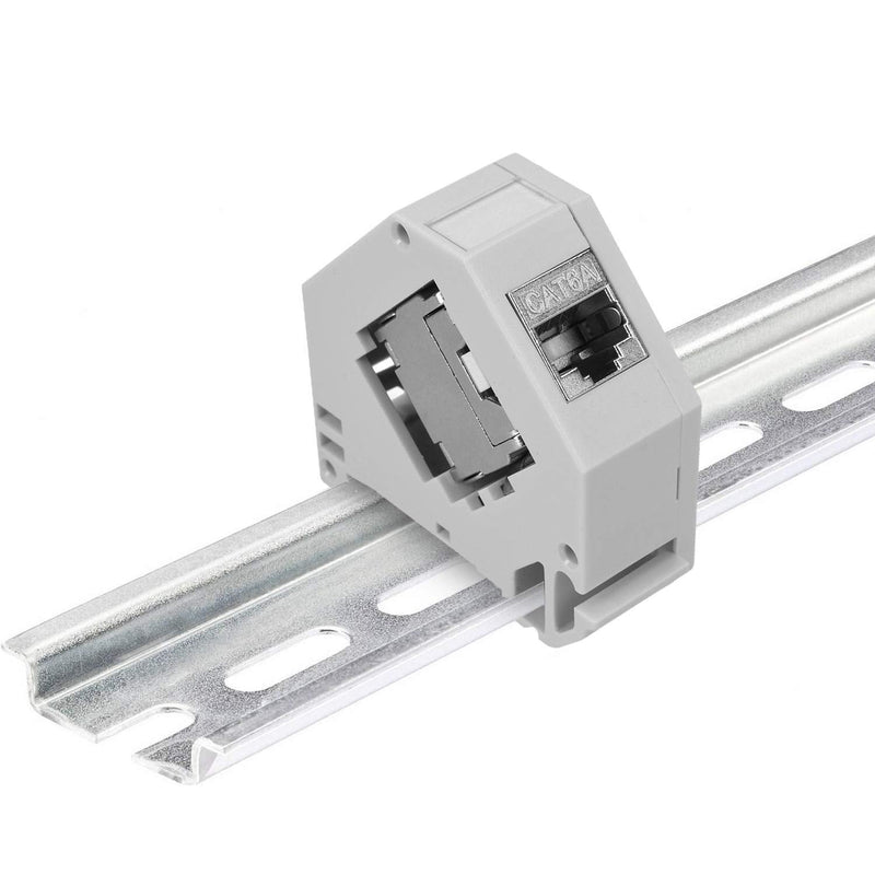 kwmobile Keystone Module Set CAT 6A with DIN Rail Adapter - 8x RJ45 DIN Rail Adapter Socket Shielded + 8x Holders for DIN Rail - Tool-Free Network Socket up to 10 Gbit/s 8x+8x