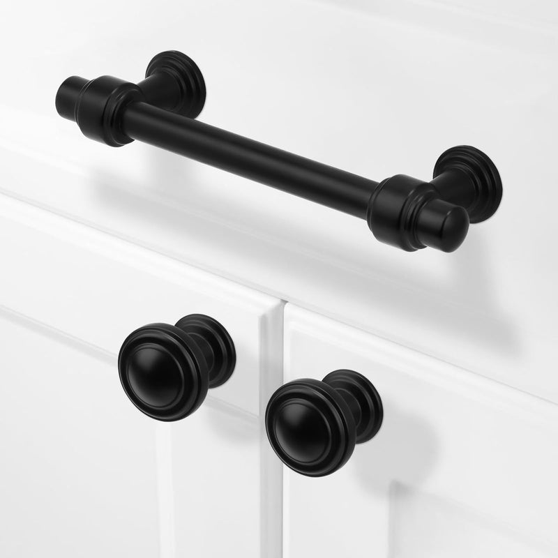 10 Pack Matte Black Kitchen Cabinet Knobs Round Zinc Alloy Cabinet Knobs Black Drawer Knobs Kitchen Hardware Solid Cupboard Knobs Drawer Knobs Knob 10