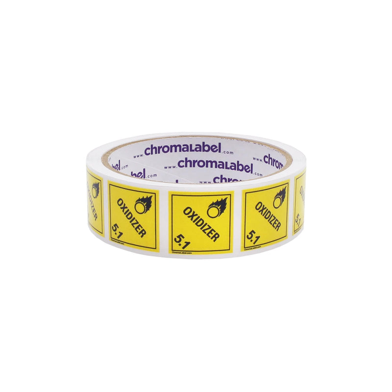 ChromaLabel 2 by 2 Permanent Durable Square D.O.T. Hazard Labels, Hazard Class 5.1 Oxidizer Label, 100/Roll 2" x 2"