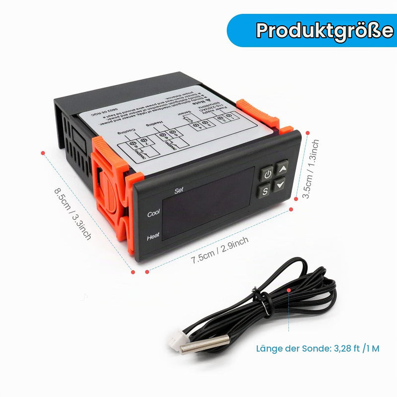 RUIZHI Digital Temperature Controller DC 110-220V 10A Digital Thermostat with Temperature Sensor Probe for Aquarium