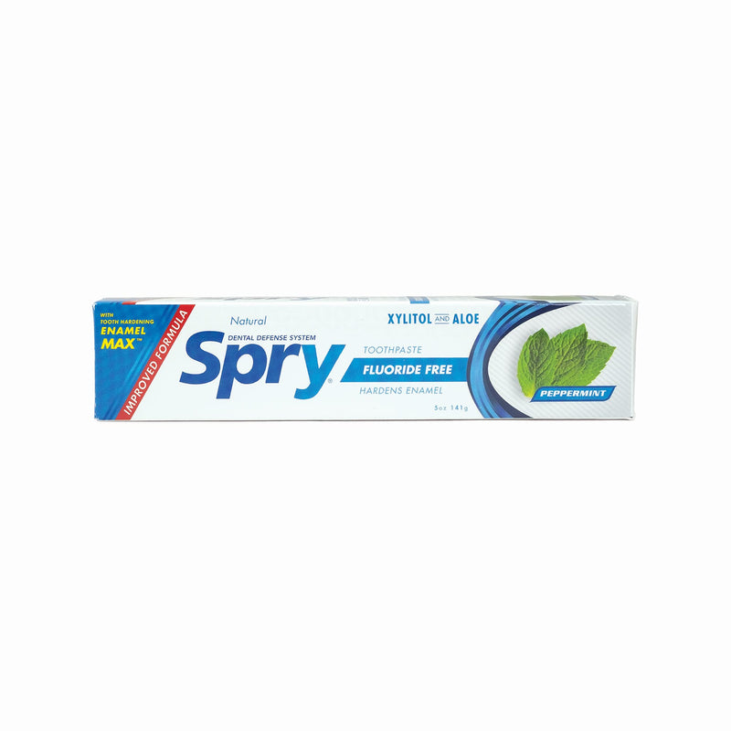 Spry Natural Xylitol Toothpaste 5oz for Adults and Kids - Fluoride Free, Gentle for Sensitive Teeth Whitening and Remineralizing, Breath Freshening, Mouth Moisturizing, Peppermint (Pack of 6) Peppermint (No Fluoride) 5 Ounce (Pack of 6)