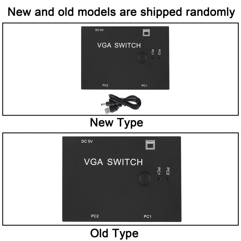 Bewinner VGA Switcher, 2-In-1-Out 2 PC to 1 Monitor VGA Switch Box Support VGA/XVGA/SVGA/UXGA/Multi-sync Display, Splitter VGA Adapter Resolution up to 1920x1440 for Computer PC Laptop Desktop