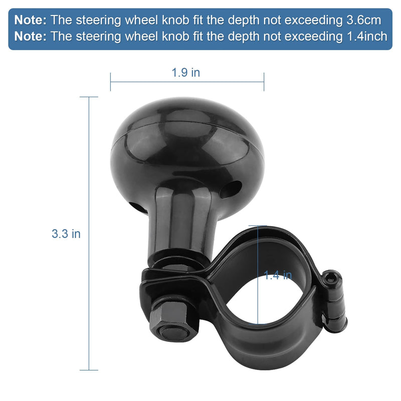 Universal Steering Wheel Knob Spinner,Black Heavy Duty Vehicle Steering Wheel Suicide Spinner Fit for Cars, Truck,Boat