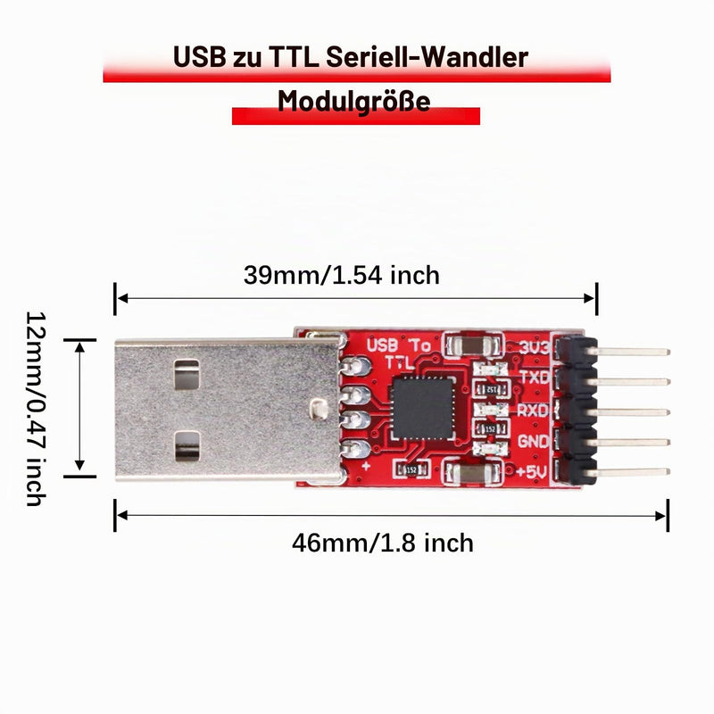 CP2102 HW-598 USB to TTL Serial Converter Module UART USB TTL Adapter Converter for 3.3 V and 5 V with Jumper Cable Pack of 3