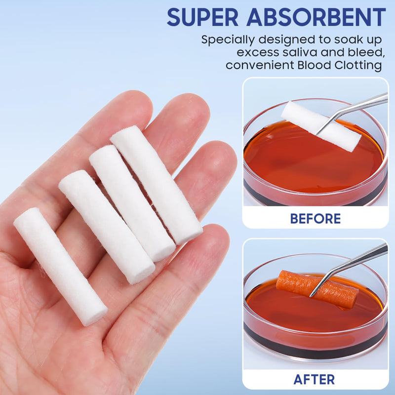 Sewroro Pack of 5 cotton rolls, 8 x 38 mm large swabs, hemostatic cotton rolls for oral hygiene, eg for dental procedures, for breastfeeding nosebleeds and self-cleaning.
