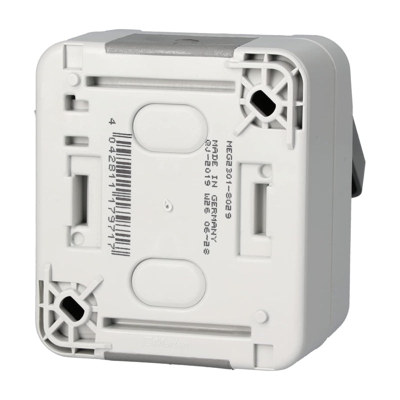 Schneider Electric Merten MEG2301-8029 Schuko socket hinged lid, protective contact socket surface-mounted 1-way damp room, IP44, light gray, Aquastar without contact protection