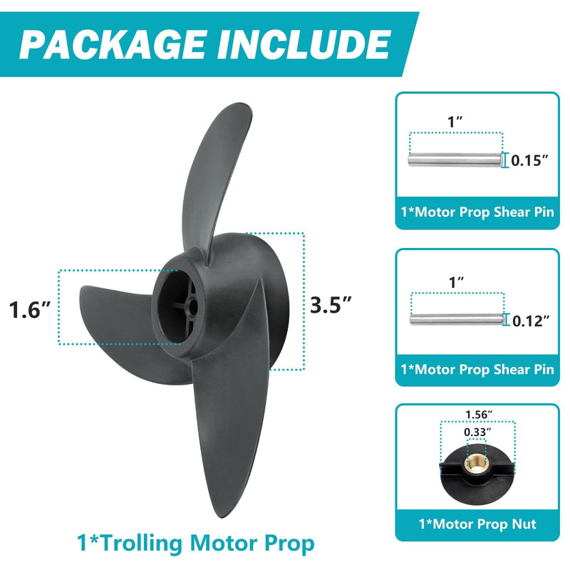 Trolling Motor Propeller Three-Blade Replacement for Motorguide Machete III Propeller, 3.5-Inch Hub Small Boat Motor for MotorGuide R3 55lb,W55,Xi5 36v,75 Wireless Trolling Motor