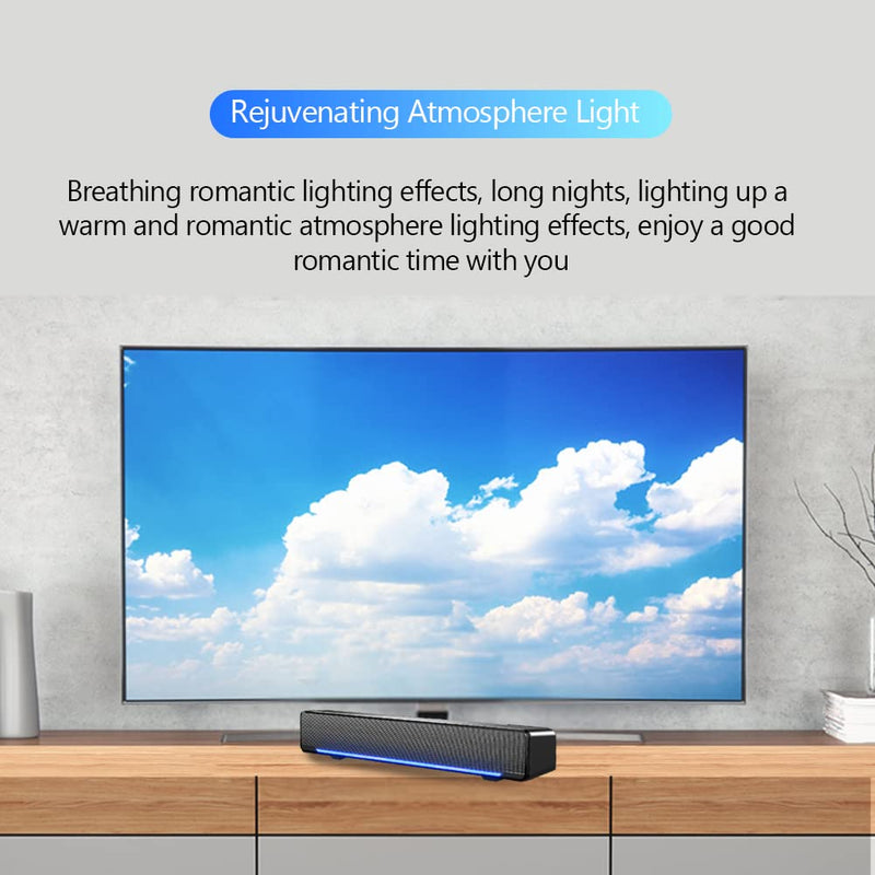 Wendry Computer Speakers,3.5mm Computer Sound Bass Surround Sound Box,USB Powered Portable Soundbar with 3D Stereo Sound and LED Breathing Light
