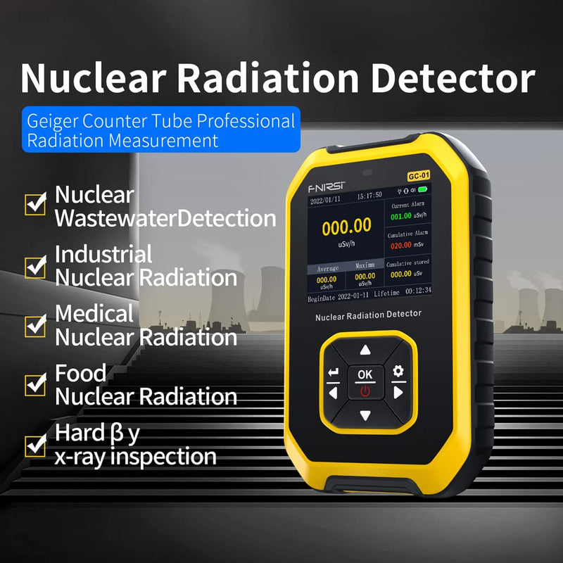 Geiger counter dosimeter radiation detector for measuring radioactivity, radiation detection device X γ β-rays real-time monitoring device LCD display with