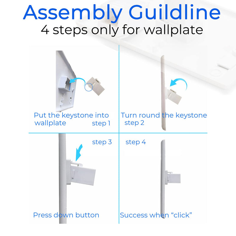 Rapink RJ45 Coupler Inline Adapter Keystone, Female to Female Network Connector 5 Pack for Ethernet Cat6/Cat5e/Cat5 Cable Extender with Gold Plated White 5 pcs