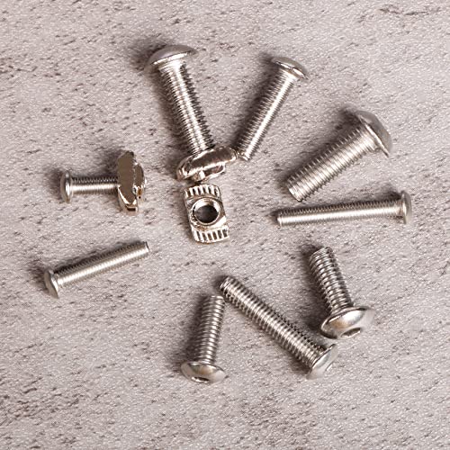 600Pcs M3 M4 M5 2020 Series T Nuts & Button Head Socket Bolts Assortment Kit – Nickel-Plated Carbon Steel T-Nuts & 304 Stainless Steel Button Head Hex Socket Bolts for 3D Printers, CNC, Industrial