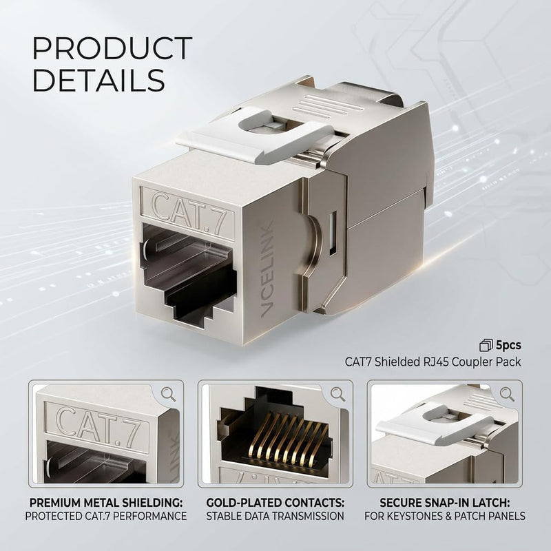 Cat7 Keystone Module RJ45 Coupling 10 Gbps for Stable Network Connection | Network Patch Panel Keystone Ethernet Coupling Network for CAT7 CAT6A CAT6 Patch Panel and Network Socket