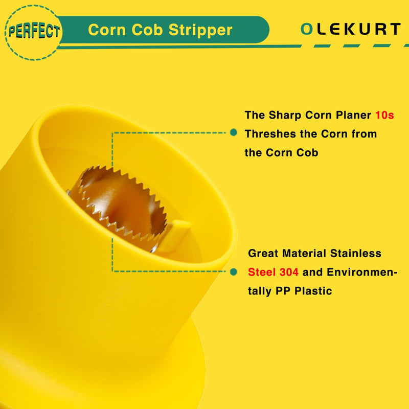 Corn Stripper and Peeler Tool with Bowl, Quick & Safe Corn Kernel Cutter for Shucking Corn on Cob, Comes with Non-Slip Safety Handle (Yellow)