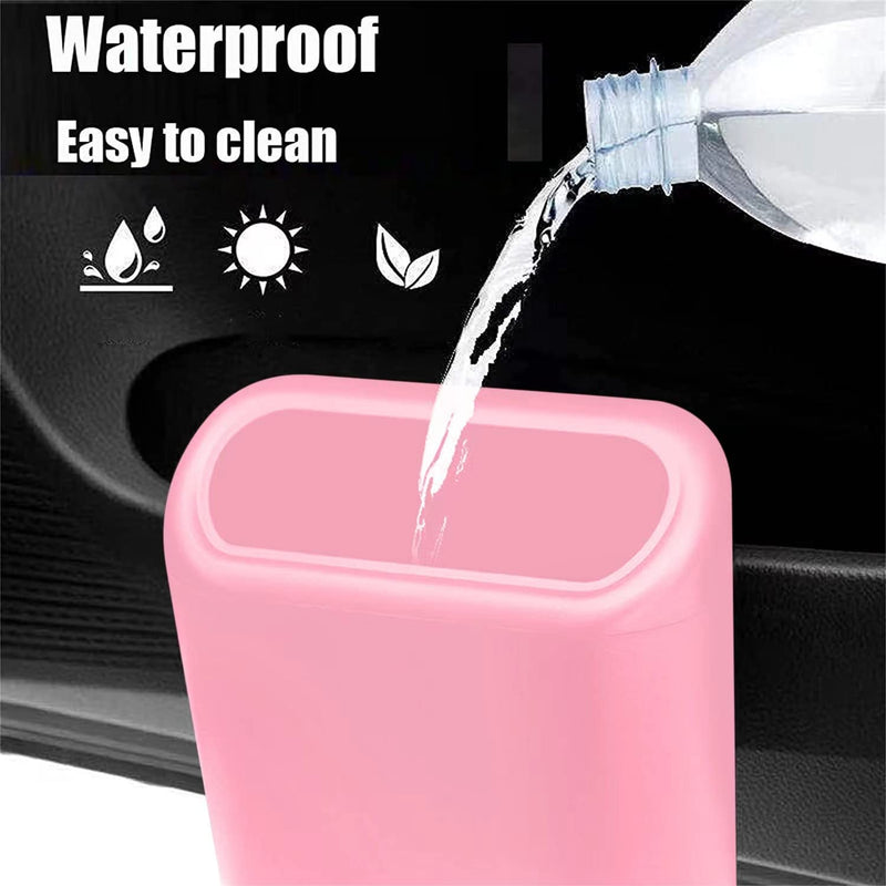 Car Trash Can, Mini Trunk Push Hanging Portable Car Bin with 2 roll Disposable Trash Bag for Car, Home, Office. (Car Trash can Pink) Car Trash can pink