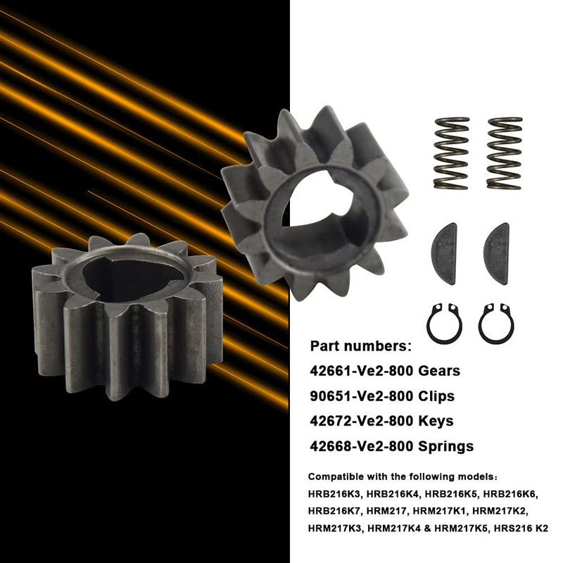 42661-VE2-800 12 Tooth Drive Wheel Gears Kit Compatible with H-onda Mower Include 42661-VE2-800 Gears 42672-VE2-800 Keys Springs & Clips, Fits HRM215 HRB215 HRS216-2 Pack