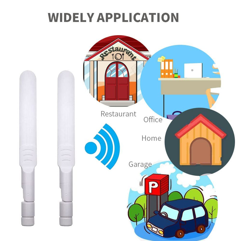 CORONIR Dual Band WiFi Antenna 2.4GHz 5GHz 5.8GHz 9dBi MIMO RP-SMA Male Antenna for WiFi Router Wireless Network Card USB Adapter Security IP Camera Video Surveillance Monitor-2Pack White Pack of 2