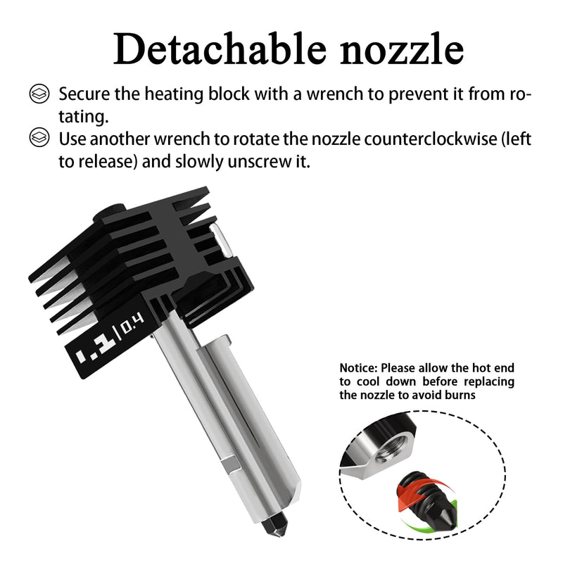 4‑Pack 0.2/0.4/0.6/0.8mm Hotend for Bambu Lab P2S/X2D/H2D/H2S/A1/A1 Mini | Leak-Free Hardened Steel Nozzles, Wear-Resistant Long-Lasting Extruder, Recognizable Silicone Cover 3D Printer Part 0.2MM+0.4MM+0.6MM+0.8MM
