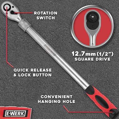 Telescopic Ratchet Wrench, ½” Drive, 72 Teeth, Retractable Socket Wrench