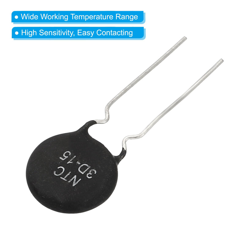 PATIKIL NTC Thermistors Resistors 10 Pieces 3 Ohm NTC3D-15 Highly Sensitive Current Limiter Temperature Sensor for Measuring Temperature Black