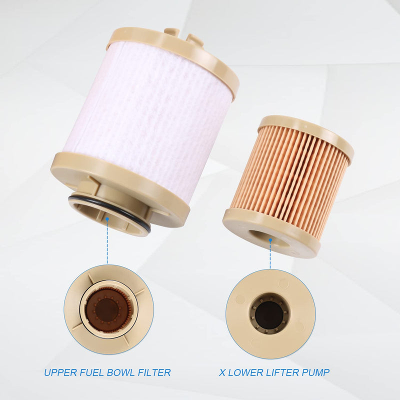 FD4616 Diesel Fuel Filter replacement for 2003-2007 Ford 6.0L F250 F350 F450 F550 Super Duty 2003-2005 Excursion Powerstroke includes lower lifter pump filter and upper fuel bowl filter 3C3Z9N184CB FD4616