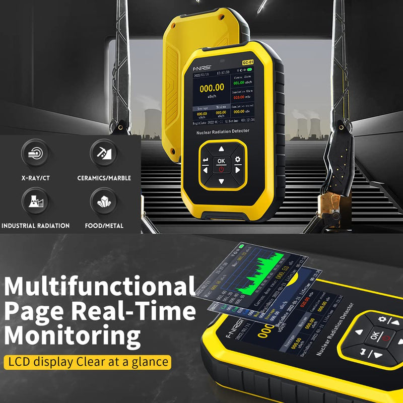 Geiger counter dosimeter radiation detector for measuring radioactivity, radiation detection device X γ β-rays real-time monitoring device LCD display with