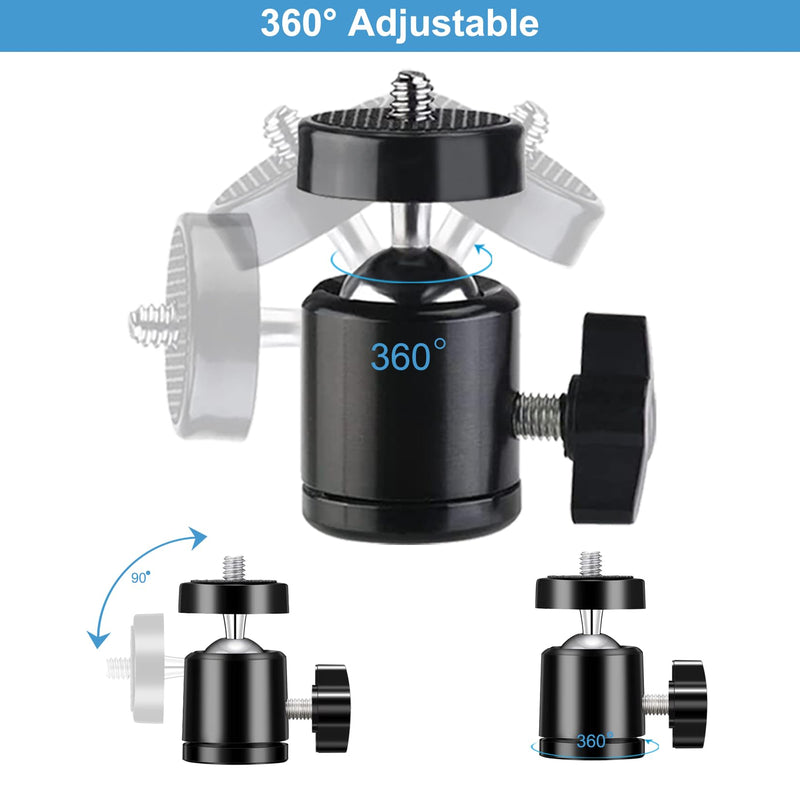 6pcs Mini Universal Ball Heads Tripod Ball Head Camera Screw Mount, 360 Degrees Rotatable Tilt with 1/4 inch Screew for Cameras Smart Phone Tripods Monopods Camcorder LED Light Stand