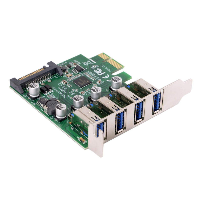 cablecc Low Profile 4 Ports PCI-E to USB 3.0 HUB PCI Express Expansion Card Adapter 5Gbps for Motherboard