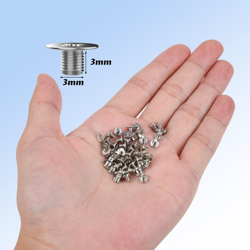 50PCS M3 x 3 mm Phillips Flat-Head Replacement Screws for Laptop Bottom Case PC TV Fan Switch 2.5 inch SATA Hard Drvie SSD HDD MSATA Mounting Screws M.3 SSD screws