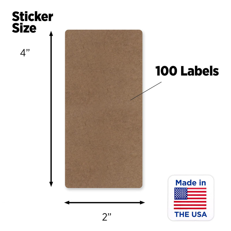 ChromaLabel Kraft Rectangle Labels on Sheets, 100 Stickers per Pack, 2 x 4 Inch