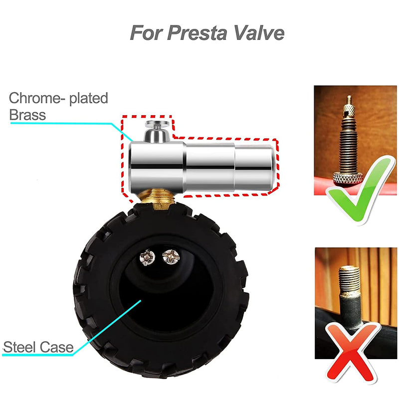 Presta Valve Gauge, GODESON Analog Presta Valve Bicycle Tire Pressure Gauge,100PSI/7Bar, Suitbale for Hybrid Bike Tire Inflation Range 100psi/7bar