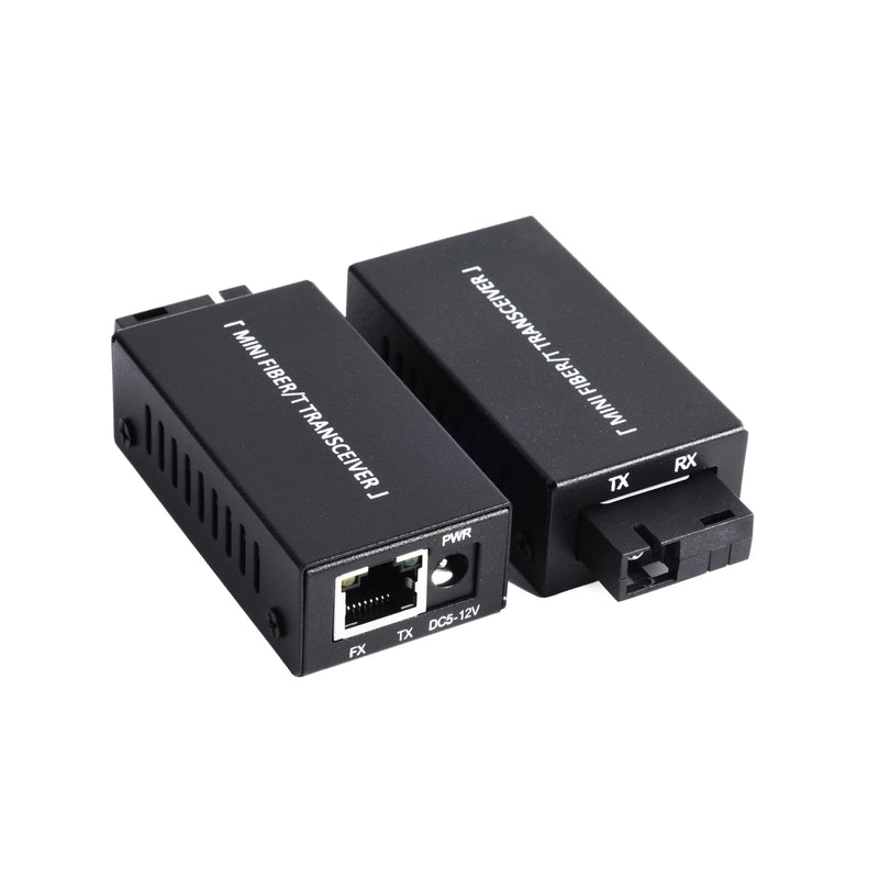 1 Pair Mini Gigabit Fiber Optical Media Converter - Fiber to Ethernet Converter, SC to RJ45, 100/1000Mbps Up to 20Km, with US Power Supply