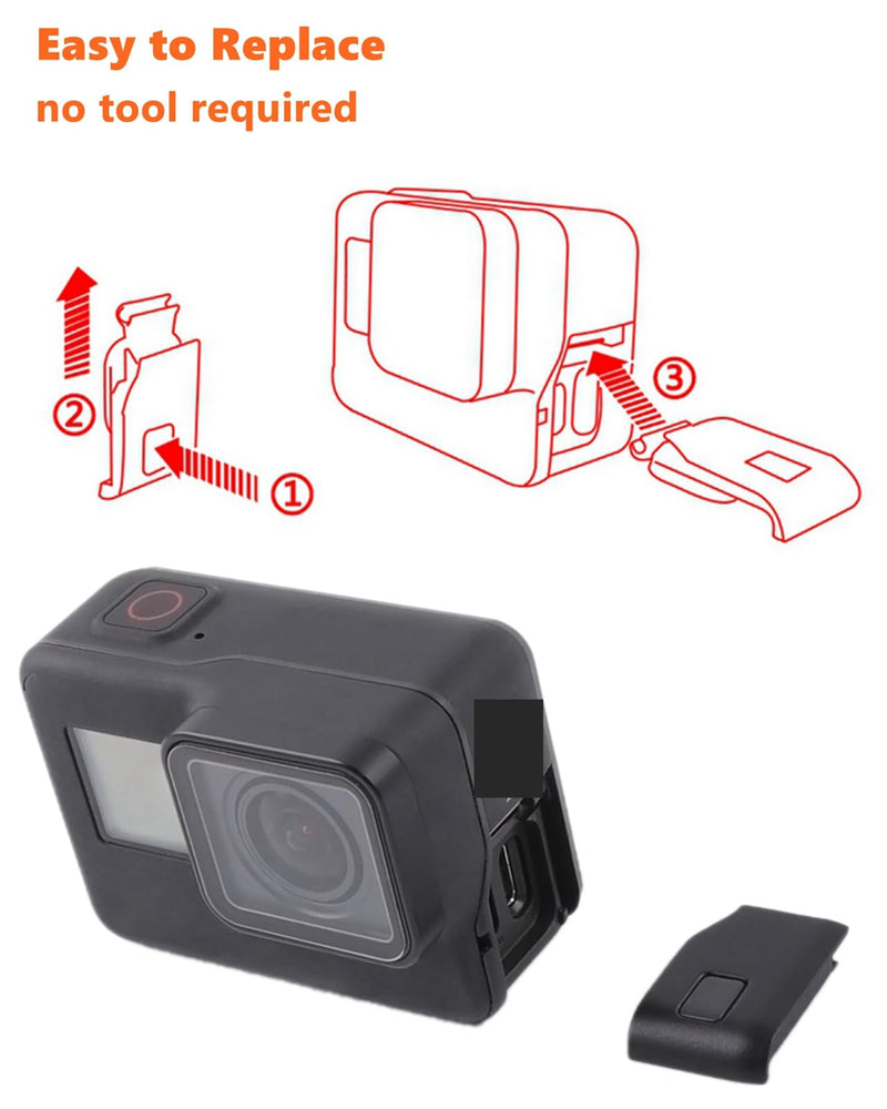 Replacement Side Door Cover for Gopro Hero 7 Black, Dust-proof and Waterproof USB-C Port Cover Repair Part Camera Accessories, Suitable for Gopro Hero 7 Black and 5/6 Black