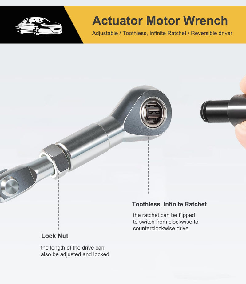 Yoursme 64180 Actuator Motor Tool Set Includes 5.5mm 7mm 8mm Socket and 1/4" Square Drive Adapter 5 pc