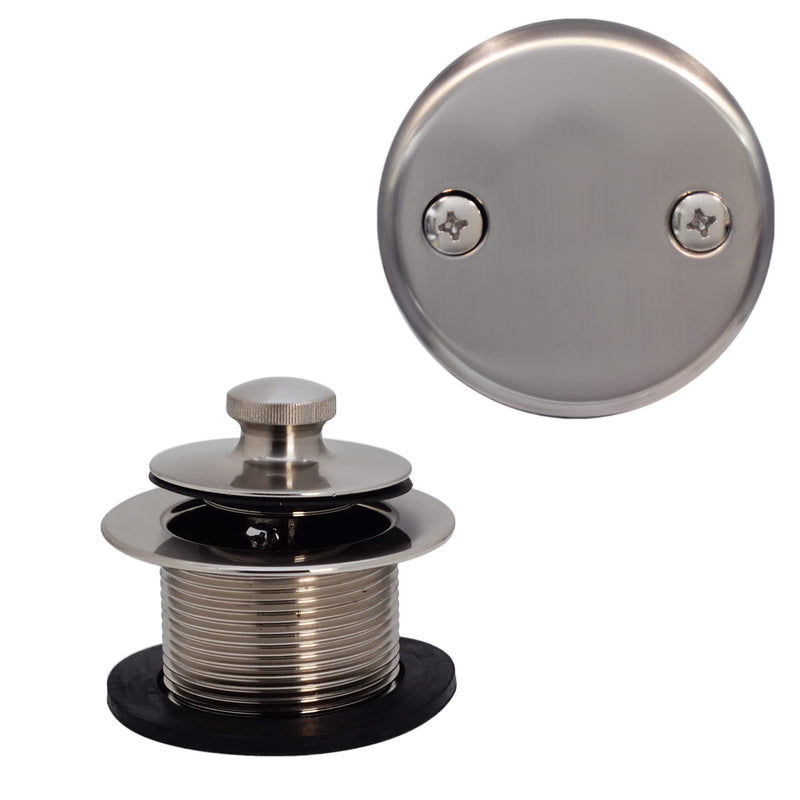 Westbrass 597244-07 White 1-1/2" Tubular Pull & Drain Bath Waste Drain Kit with 2-Hole Overflow Faceplate, Satin Nickel 1 Pack