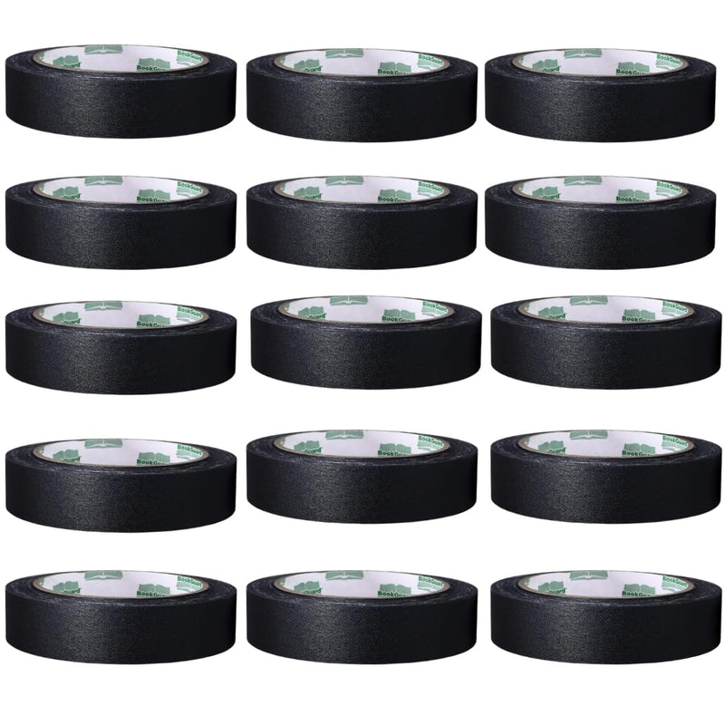 BookGuard 1 Inch Premium Bookbinding Repair Cloth Tape, 15 Yard Roll, Black - Case of 15