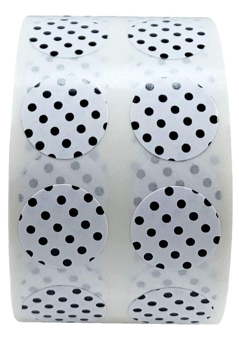 1/2" Inch Small White Labels with Black Polka Dots, 1,000 Total Adhesive Stickers on a Roll for Efficient Inventory Management, Crafting Projects, and Organization in Offices, Schools, and Home
