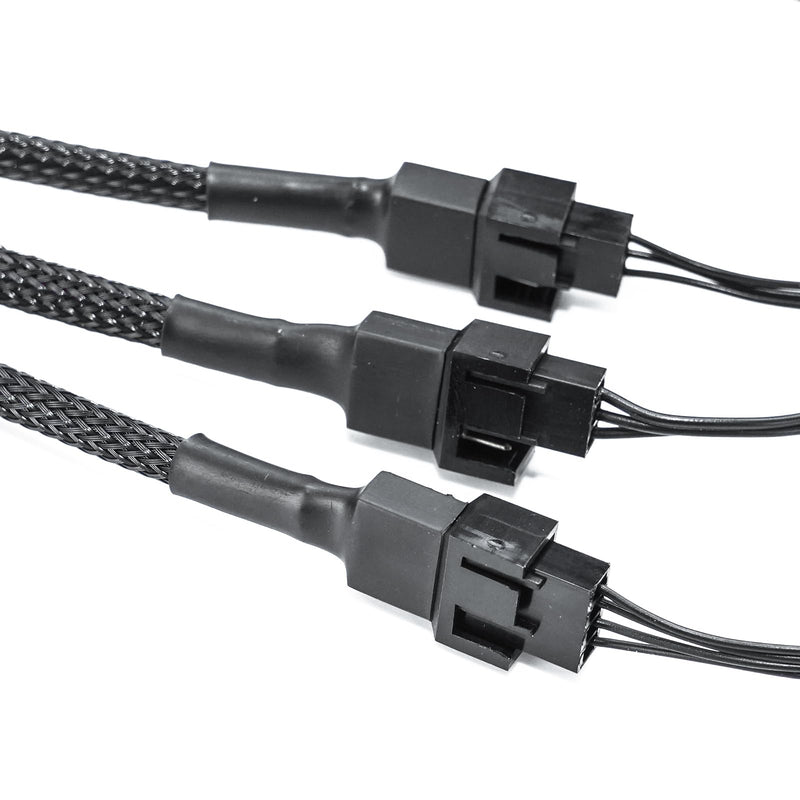 DARKROCK 2 Pack PC Fan Extension 1 to 3 Converter Cable, 4 Pin PWM Fan Splitter - Black