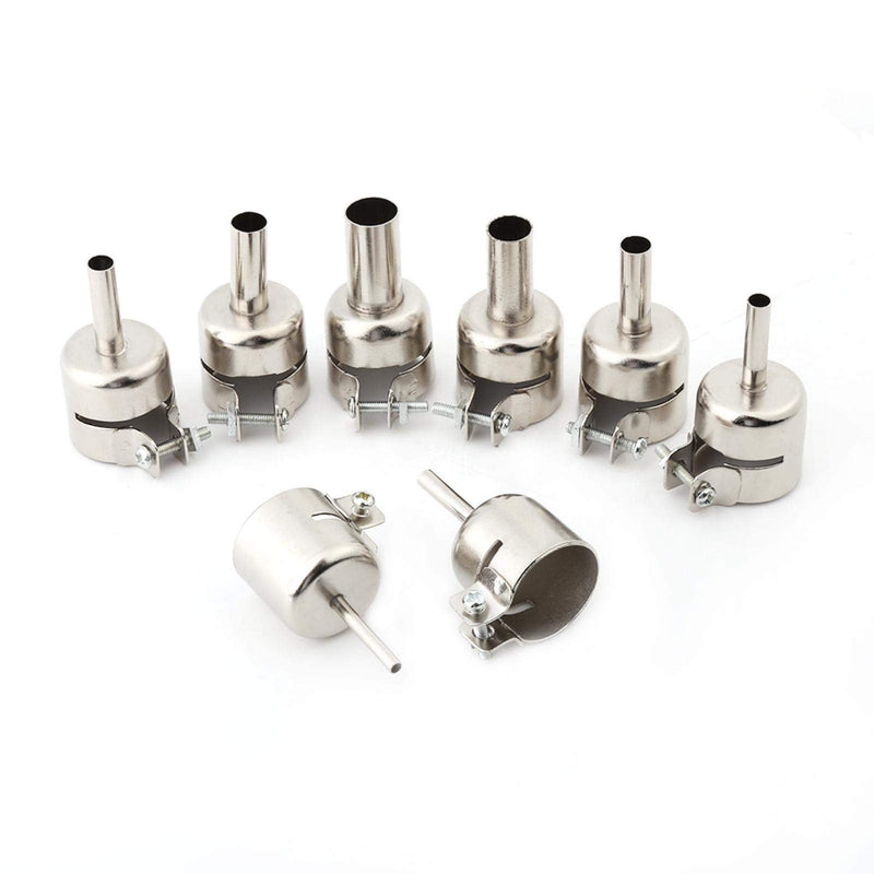8PCS Nozzles Stainless Steel Round Hot Air Gun Nozzles Kits Hot Air Gun Attachments Soldering Station Repair Tools with Locking Screw (3/4/5/6/7/8/10/12 mm)