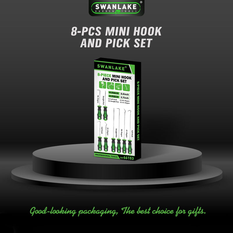 8-Piece Mini Hook and Pick Set, 4PCS 8.6'' & 4PCS 5.7'' Precision Automotive Picks Tools Set for Car Auto Oil Seal, Mechanic Lock Picking Kit, Puller Remover Tools