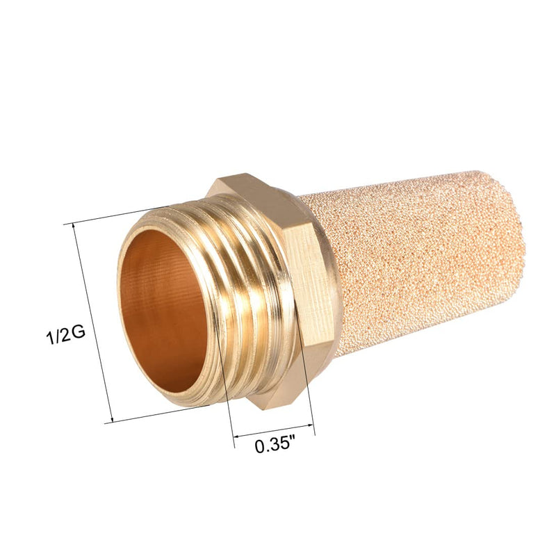 sourcing map 2pcs brass silencer G1/2 adjustable silencer made of G brass